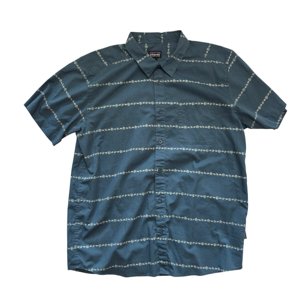 Patagonia Men's Shirt XL Short Sleeve Check‎ Organic Cotton Blend